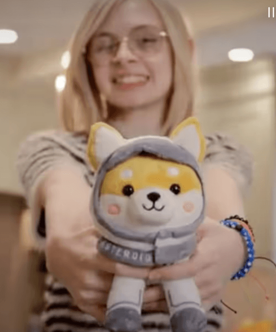 Liv with her Asteroid plush